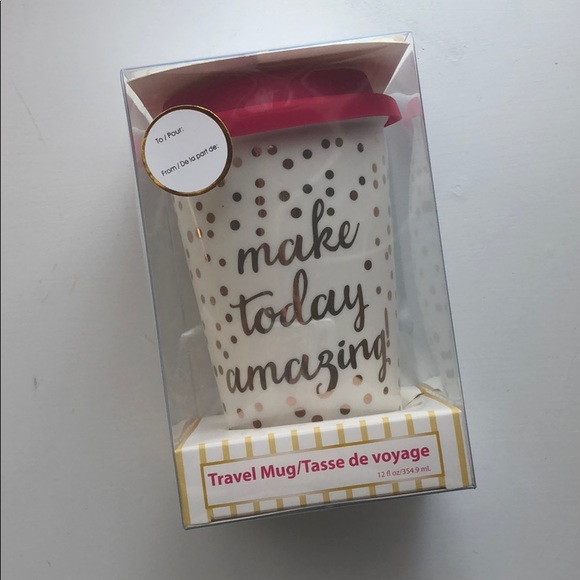 Accessories - NWT Gold and Pink Travel Mug